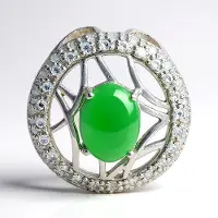 Cavill - Zilveren Hanger - 925 Sterling Zilver - Keizerlijk Chrysopraas 0,99 ct & Witte Topaas 1,549 ct - Ovaal Cabochon - Luxe Elegant Groen Sieraad