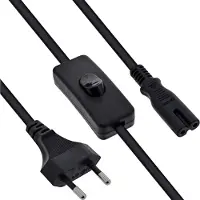 InLine C7 - CEE 7/16 stroomkabel met schakelaar | 2x 0,75mm | zwart | 3 meter
