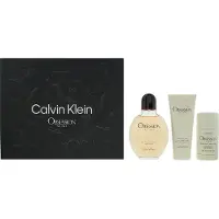 Calvin Klein Obsession Voor Mannen Geschenkset Eau De Toilette 125ml + Aftershave Balsem 75ml + Deodorant Stick 75g