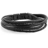 Lucleon Zwart & Zwarte Roy Leren Armband