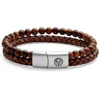 Lucleon Icon | Armband van Houten Kralen en Vintage Leer
