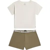 G-Star Korte pyjama 'Tee and Short Pyjamas Set' olijfgroen / gemengde kleuren / wolwit