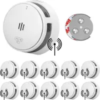 SAVS S10-W Draadloos koppelbare rookmelder - 10 rookmelders met magneet montage - LinkSmart - 10 jaar batterij - Optioneel WiFi - Infrarood sensor - Koppelbaar brandalarm zonder boren