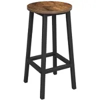 Begryf Barkruk - Rustiek Bruin - Rond Zitvlak - Met Voetsteun - 32x32x65 cm - Industrieel Design - Houtlook Zitting