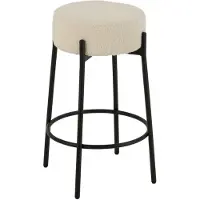 Jline barkruk Bouclé - multiplex/polyester - wit/zwart