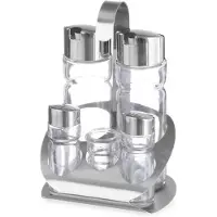 Hendi Cruet Set vijfdelig Peper, Zout, Pepermolen + zoutmolen, Zilver
