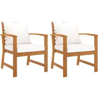 vidaXL Tuinstoelen 2 st met crèmekleurige kussens acaciahout