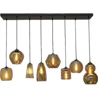 Masterlight 8-lichts hanglamp Quinto 8 zwart met smoke glas