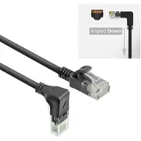 ACT Slimline Netwerkkabel U/UTP CAT6A LSZH RJ45 Haaks omhoog naar recht 0,5 m Zwart