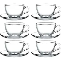 Pasabahce Basic – Set Espresso kopjes + Schoteltjes – Türk Kahve Fincan Takımı – 90 ml – 12-delig