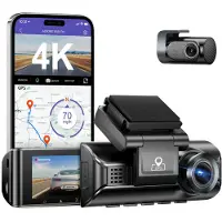AZDome M550 Pro 2CH 2025 versie - 4K Wifi GPS dashcam voor auto - 4K + FullHD resolutie - Parkeerbeveiliging - 64gb MicroSD - 3,0 inch LCD scherm - 170 + 140 graden kijkhoek - Nachtzicht