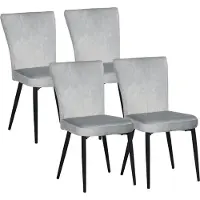 HOMCOM Set van 4 eetkamerstoelen, accentstoelen voor keukens en eetkamers, stoelenset, velourslook, lichtgrijs+zwart