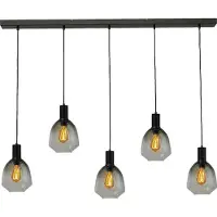 Masterlight 5-lichts hanglamp - zwart - Porto met Nicolette green glazen