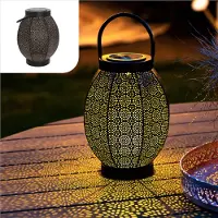 GADGY Solar Lantaarn Bloem - Tuinverlichting op Zonne-energie - Led met dag/nacht Sensor - Zwart - Metaal