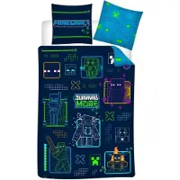 Aymax Minecraft Dekbedovertrek Eenpersoons 140x200cm Polyester – Dubbelzijdige Print