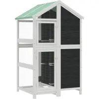 vidaXL Volière 97x81x152 cm massief grenenhout grijs
