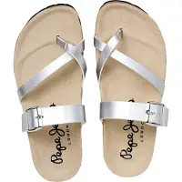 Pepe Jeans Dames Zilveren Oban Cool Sandalen (39), Plat, 1 tot 3 cm, Geen, Casual PLS800001