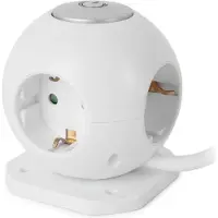 Entac verlengsnoer - Power Ball - Stekkerdoos - 3 Randaarde Stopcontacten - 2 USB poorten 2,1A - Schakelaar - 1.5m snoer 3x1.5mm2