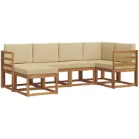 vidaXL Buiten bank set 6 st Natuurlijk en Beige