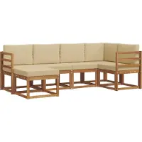vidaXL Buiten bank set 6 st Natuurlijk en Beige