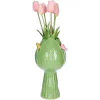 Countryfield Vaas Tulip but w/bird aardew L18B18H32CM groen