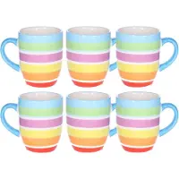 Secret De Gourmet Koffiemokken Curacao - 10x stuks - Keramiek - multi kleuren blauw - 300 ml - 8 x 11 cm - Luxe uitstraling