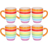 Secret De Gourmet Koffiemokken Curacao - 10x stuks - Keramiek - multi kleuren oranje - 300 ml - 8 x 11 cm - Luxe uitstraling