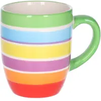 Secret De Gourmet Koffiemokken Curacao - 1x stuks - Keramiek - multi kleuren groen - 300 ml - 8 x 11 cm - Luxe uitstraling