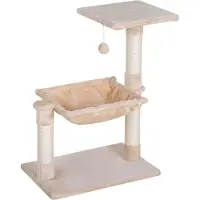 PawHut Kattenmeubel met rustplaats en krabpaal, model D30-215, met sisalpaal, pluchen hangmat, spaanplaat, beige, 50 x 36 x 70 cm