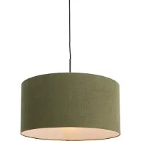 QAZQA Hanglamp zwart met groene kap 50 cm - Combi 1