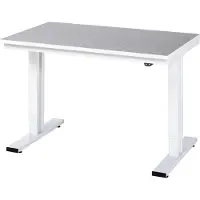 RAU werktafel Adlatus, elektrisch in hoogte verstelbaar, 25 mm spaanplaat, bekleding linoleum, tot 300 kg, B 1250 x D 800 x H 720-1120 mm, lichtgrijs/lichtgrijs