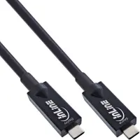 InLine USB 3.2 Gen.2 AOC-kabel, USB-C male / male, zwart, 10m