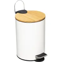 Five Simply Smart Vuilnisbak, modern design, kleurrijk, zachte sluiting, geschikt voor cosmetica, metaal, bamboe, kunststof, wit, 3 liter, artikelnummer 174572G