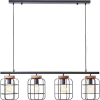 Brilliant 99798/66 Gwen Hanglamp Zwart Staal/Hout - 4 x E27
