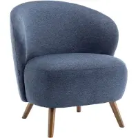 Oviala - Relaxfauteuil in hout en donkerblauwe stof - Jerry
