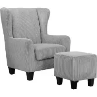 Notio Living Zhili-Fauteuil met Kruk in Grijze Stof