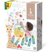 SES Creative Sophie la Girafe Badkrijt met Vormen - 6 Stuks - Vanaf 2 Jaar - Badspeelgoed - Foam Figuurtjes - Herbruikbaar - Schoencadeautjes Sinterklaas