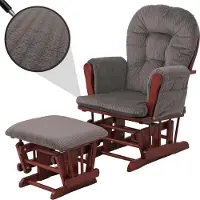 Mendler Relaxfauteuil -C76, schommelstoel schommelstoel met kruk stoffen koord 320g/m² Oeko-Tex ~ donkergrijs donker frame