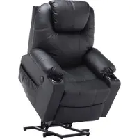 MCombo 7040 Elektrische Relaxstoel met Opstahulp – Massage, Verwarming & USB – Zwart Kunstleer