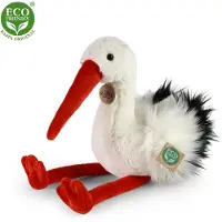 Rappa ECO knuffel ooievaar 39 cm - realistische knuffel van recyclede PET flessen - zwart, wit, rood
