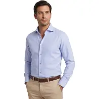 John Miller overhemd tailored fit blauw wide spread collar