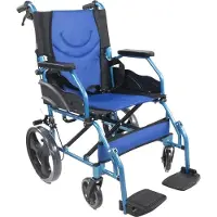 Mobiclinic Pirámide - Rolstoel - Opvouwbaar - Zitbreedte 46 cm - Aluminium - Lichtgewicht - Anti-lek banden - Rem op hendels - Voetsteunen - armleuningen - Blauw