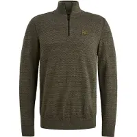 PME Legend Trui 'Pullover with half zipper' olijfgroen