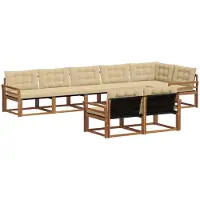 vidaXL Buiten bank set 8 st Natuurlijk en Beige