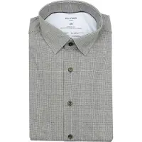 Olymp Luxor 24/Seven Modern Fit Jersey overhemd grijs-groen, Bedrukt