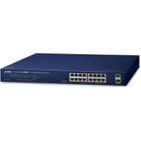 Planet GSW-1820HP, Ongemanaged, Gigabit Ethernet (10/100/1000), Volledig duplex, Ondersteuning voor Power over Ethernet (PoE), Geschikt voor montage in een rack, 1U