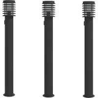 vidaXL Buitenvloerlampen 3 st stopcontact 110 cm roestvrijstaal zwart