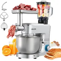 Vevor Multifunctionele elektrische keukenmachine 1500 W met roestvrijstalen kom (6 L) en mengkom (1,5 L)