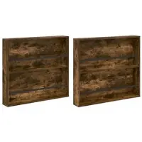vidaXL Tijdschriftenrek 2 st Rook Eiken 80 x 12 x 70 cm Bewerkt hout