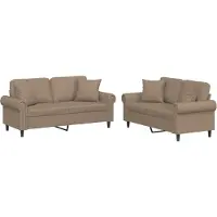 vidaXL 2-delige Loungeset met kussens kunstleer cappuccinokleurig